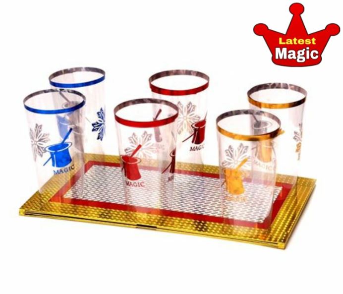 Six Cups Out From Two Plates Magic Trick Cups Appearing Stage Magic Props Board Illusions Gimmick Accessory Funny